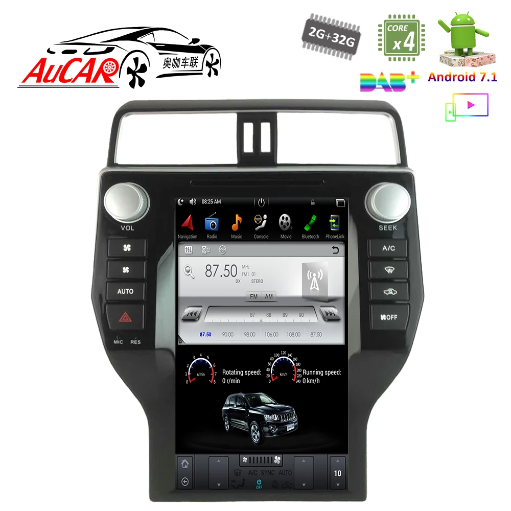 Android Вертикальный стиль 14 "GPS навигация с автомобильным dvd плеером для Toyota Prado Tesla