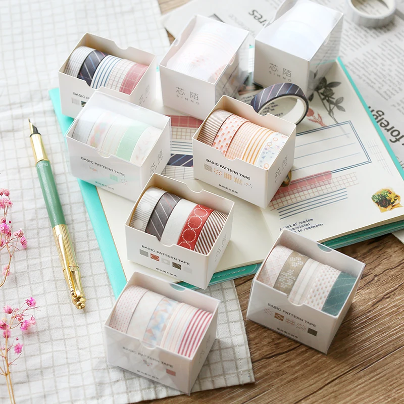 5Pcs/Box Solid color basic Geometric Shapes grid stripe washi tape DIY planner diary scrapbooking category masking tape escolar
5Pcs/Box Solid color basic Geometric Shapes grid stripe washi tape DIY planner diary scrapbooking category masking tape escolar