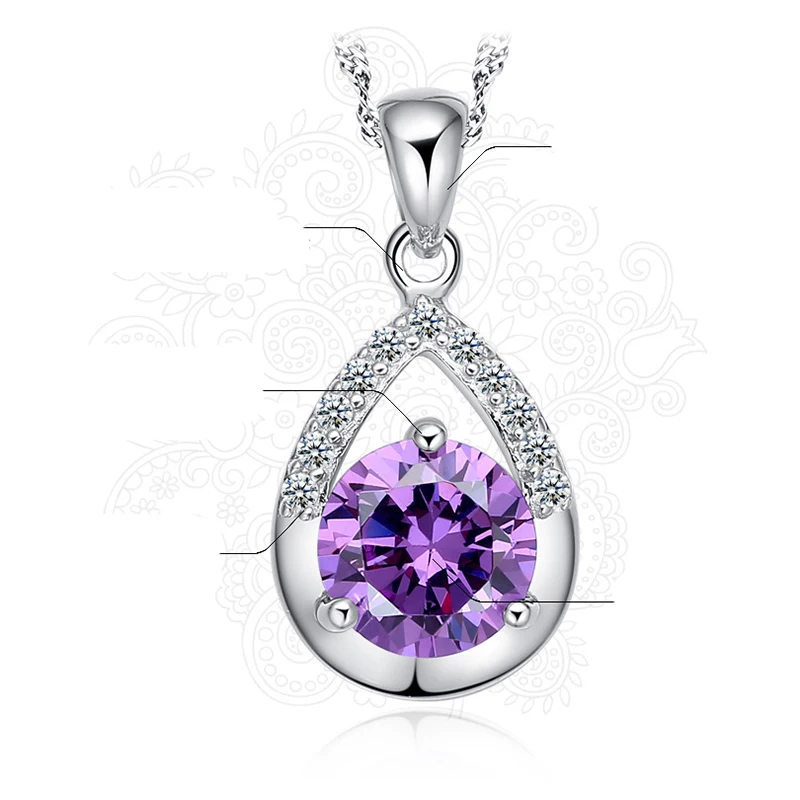 Fashion Elliptic Round Pendant Necklace for Women Faith Crystal Lozenge Pendant Short Collar Bone Chain Jewelry Necklace