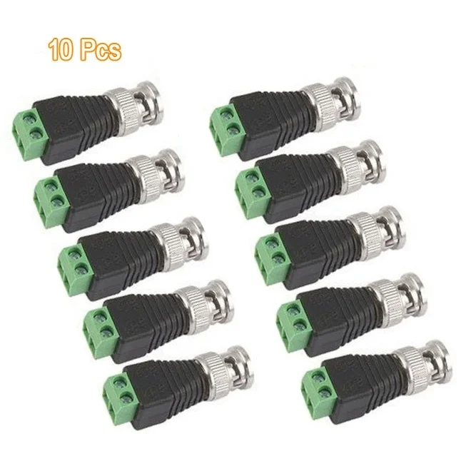 10 Pcs BNC Male CCTV Coaxial Camera Adapter / Video Balun Connector