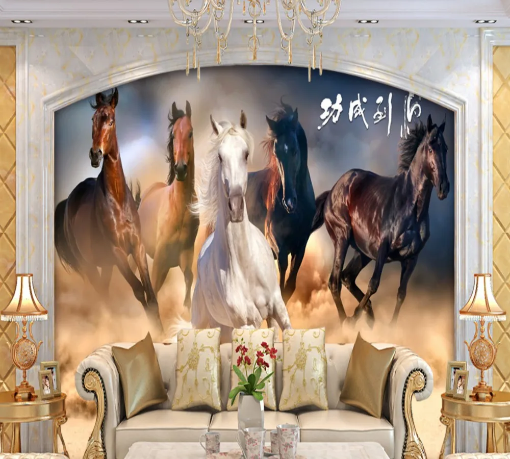 Free Shipping Horse To Success Pentium TV Background Wall Decoration Painting Custom 3d Office Conference Room Wallpaper | Обустройство