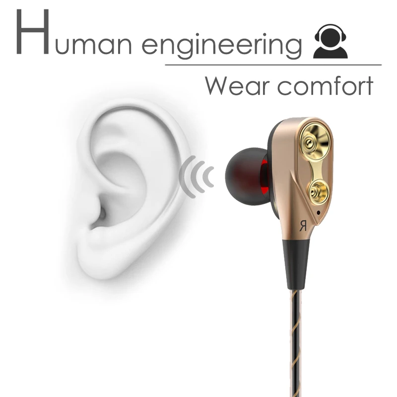 V3 Earphones Headphones Bass Dual Drive Stereo In-Ear With Microphone Computer Earbuds For Phone Sport Headsets | Электроника