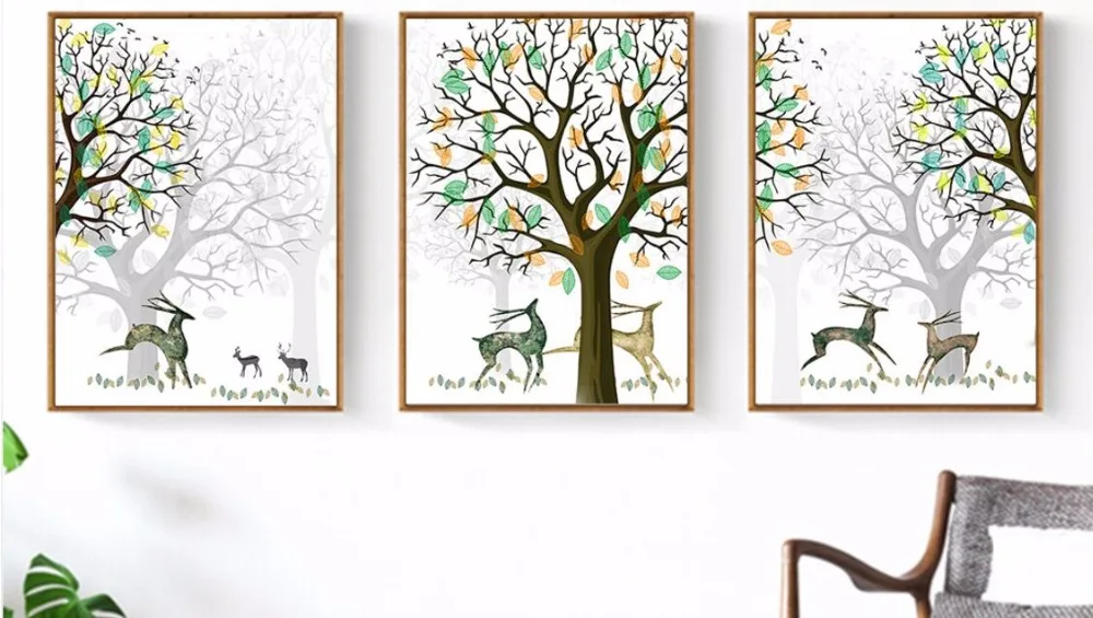 Modern three - dimensional relief landscape elk small fresh new Nordic decorative painting 3piece
Modern three - dimensional relief landscape elk small fresh new Nordic decorative painting 3piece