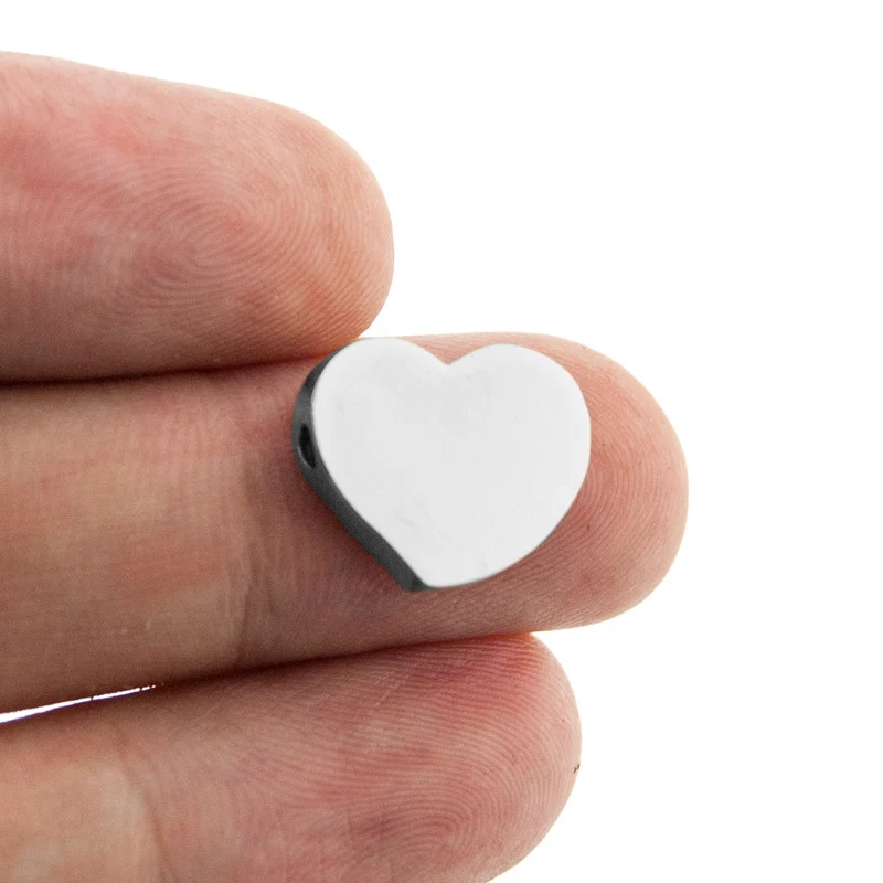 Simsimi slide askew сердце 2 мм просверленное отверстие кулон из нержавеющей стали