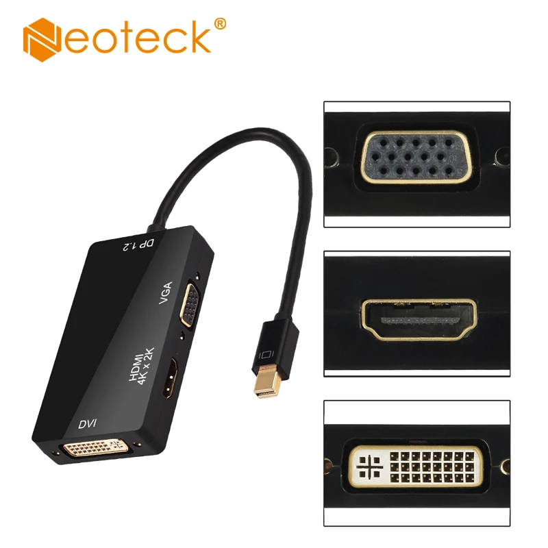 Neoteck Mini Display Port to HDMI совместимый VGA DVI адаптер Thunderbolt 2 DP кабель для Surface Pro 3