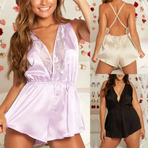 Women Fashion Sexy Lace V-Neck Sleepwear Jumpsuit Backless Solid Color Lingerie Sleepwear Cotton Comfortable Sling Slim Pajamas
Women Fashion Sexy Lace V-Neck Sleepwear Jumpsuit Backless Solid Color Lingerie Sleepwear Cotton Comfortable Sling Slim Pajamas