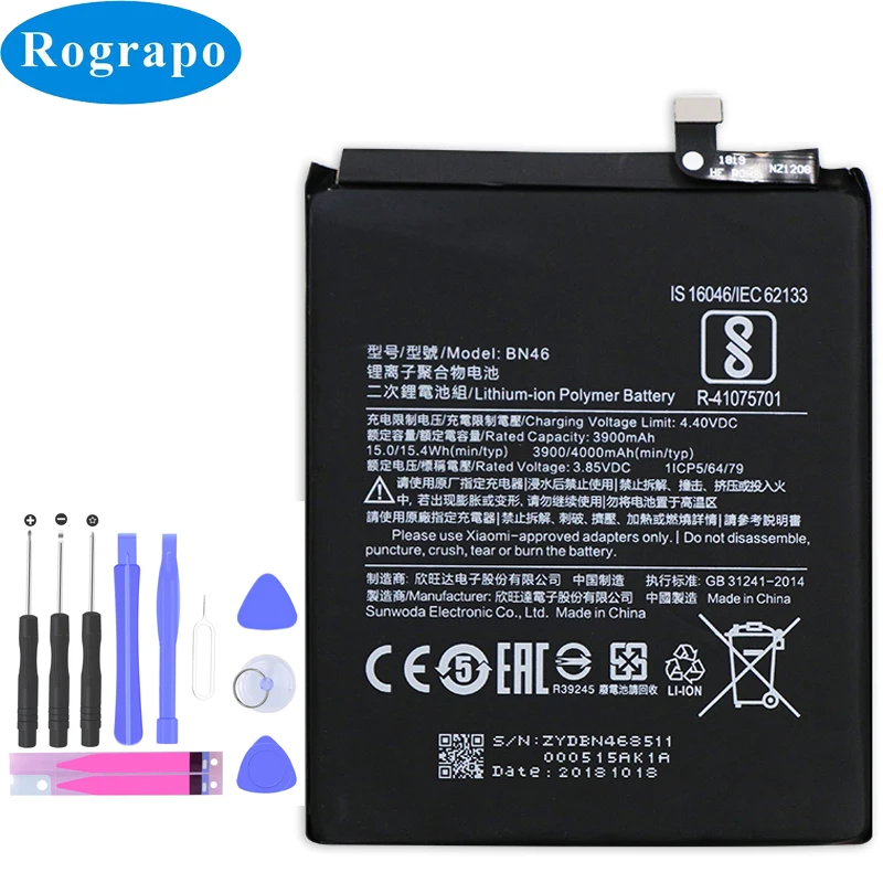 New 3.85V 4000mAh BN46 Replacement Battery For Xiaomi Redmi Note 6 Bateria Mobile Phone Original Batteries
New 3.85V 4000mAh BN46 Replacement Battery For Xiaomi Redmi Note 6 Bateria Mobile Phone Original Batteries