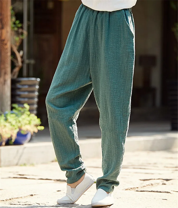 Women Casual Spring Autumn Long Trousers Solid Elastic Waist Cotton Linen Pants Haren Pants -
Women Casual Spring Autumn Long Trousers Solid Elastic Waist Cotton Linen Pants Haren Pants -