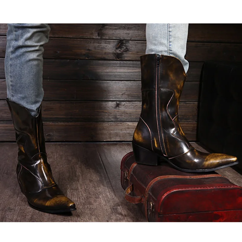 Western Cowboy Boots Men Medium-calf Genuine Leather Mens Boots 6.5cm Heels Botas Hombre Motorcycle Military Boots Male, EU38-46
Western Cowboy Boots Men Medium-calf Genuine Leather Mens Boots 6.5cm Heels Botas Hombre Motorcycle Military Boots Male, EU38-46