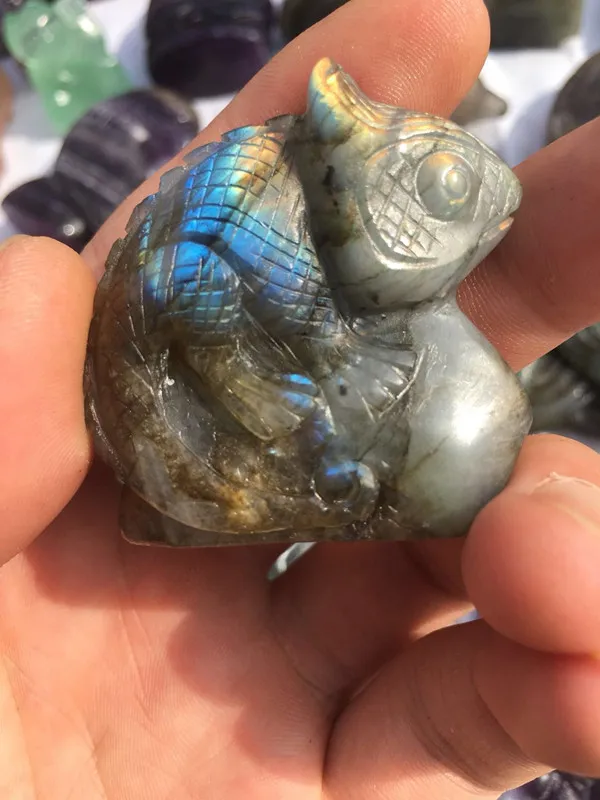 Natural labradorite stone crystal sculpture lizard chameleon stone sculpture, moonlight stone chameleon.30-50 mm long
Natural labradorite stone crystal sculpture lizard chameleon stone sculpture, moonlight stone chameleon.30-50 mm long