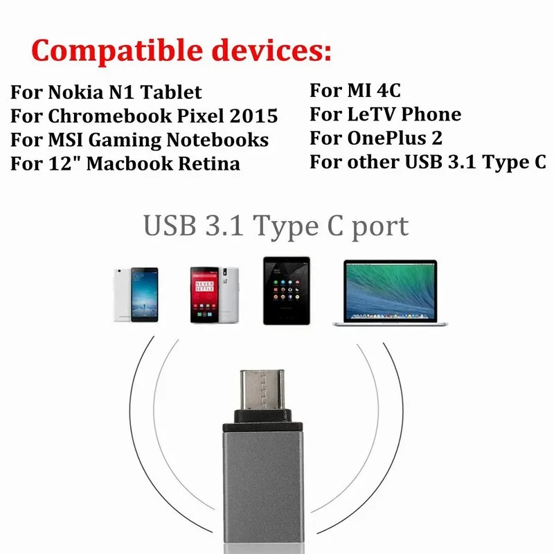 Адаптер OTG USB Type C Алюминиевый для Huawei P40 P30 Pro Xiaomi Mi 11 Redmi Oneplus 8T LG Samsung Galaxy S21 Ultra S20 Plus|otg