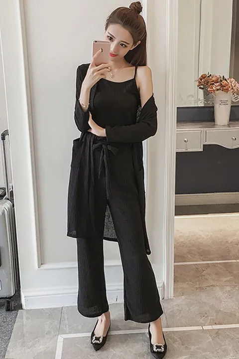 Fashion women knitting wide-legg pants+Sling+jacket 3 piece set women suit set three piece set Costumes for women spring autumn
Fashion women knitting wide-legg pants+Sling+jacket 3 piece set women suit set three piece set Costumes for women spring autumn