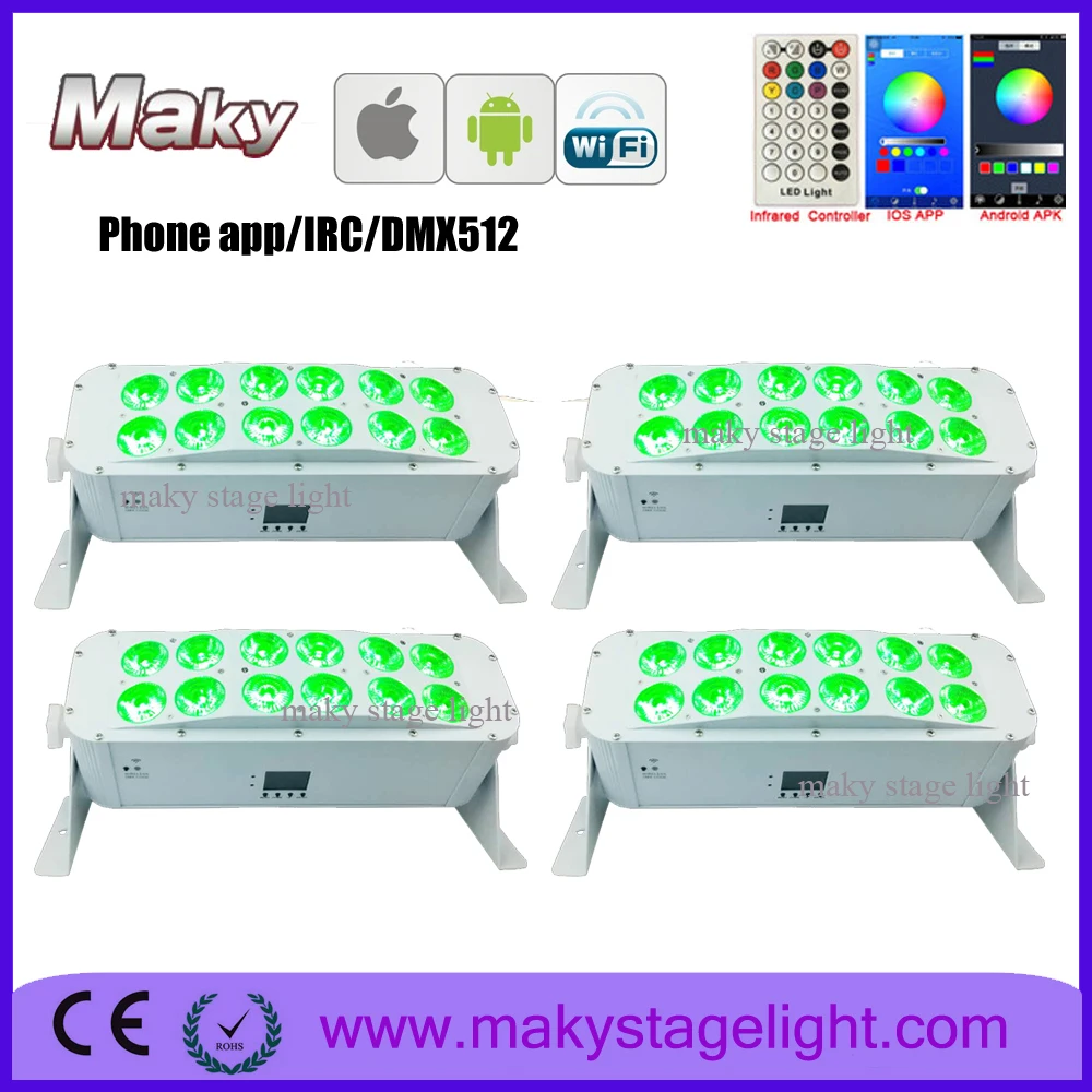 10 lights/case DHL Delivery Phone Control Bar Light With Battery Powered RGBWAUV 12X18W Wireless DMX Wedding Uplights | Освещение