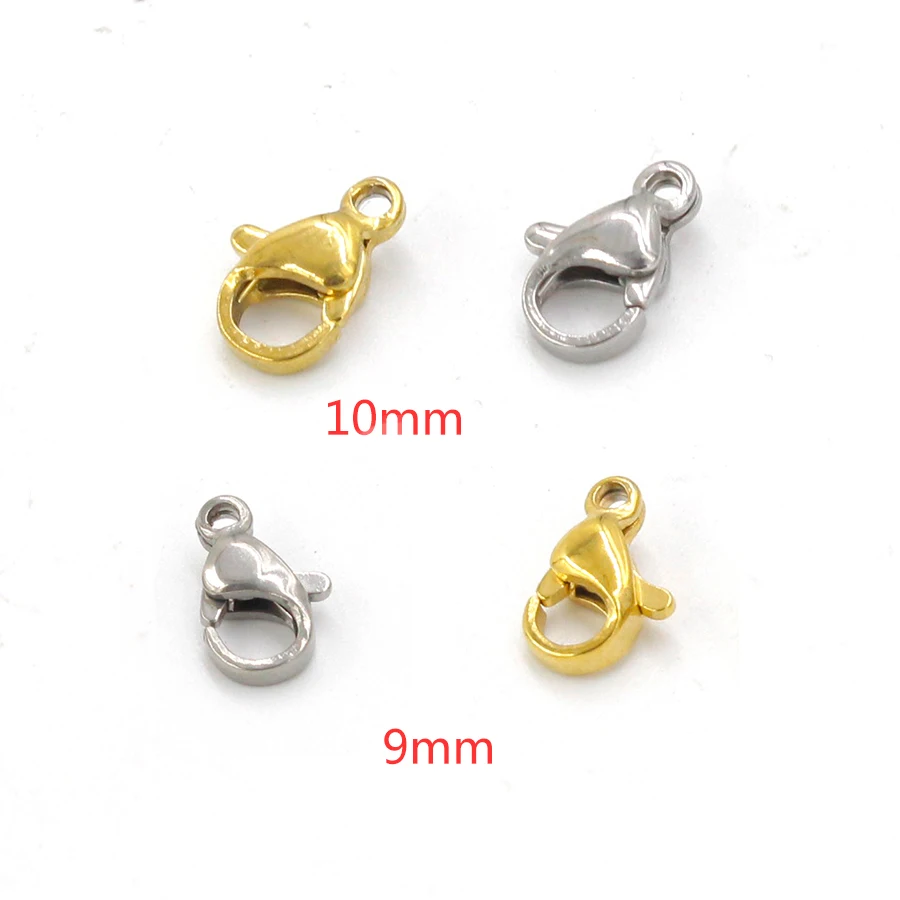 Fnixtar 9/10mm Stainless Steel Gold /Steel Lobster Clasps Hooks End Connectors DIY Jewelry Findings Components 100piece/lot
Fnixtar 9/10mm Stainless Steel Gold /Steel Lobster Clasps Hooks End Connectors DIY Jewelry Findings Components 100piece/lot