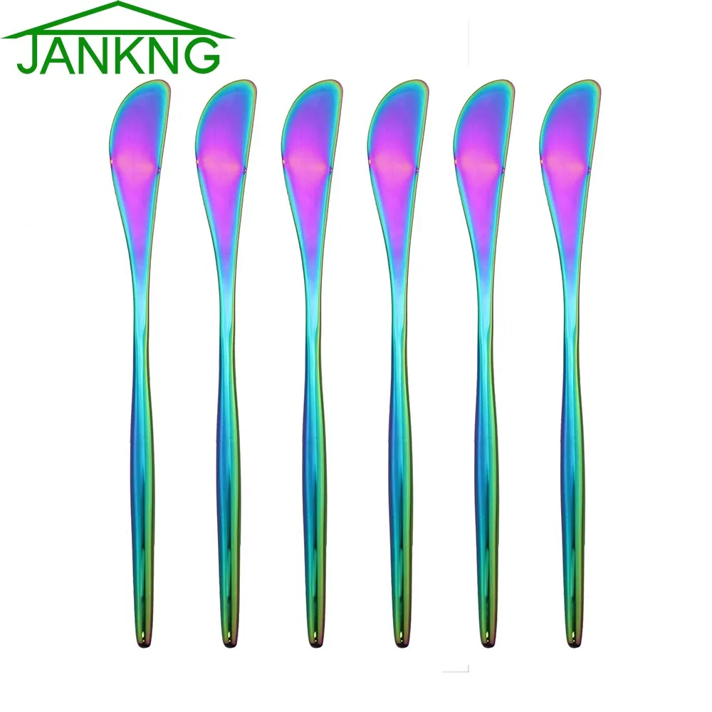 JANKNG 6 шт. нож для масла из нержавеющей стали Красочный Радужный десерт сыра
