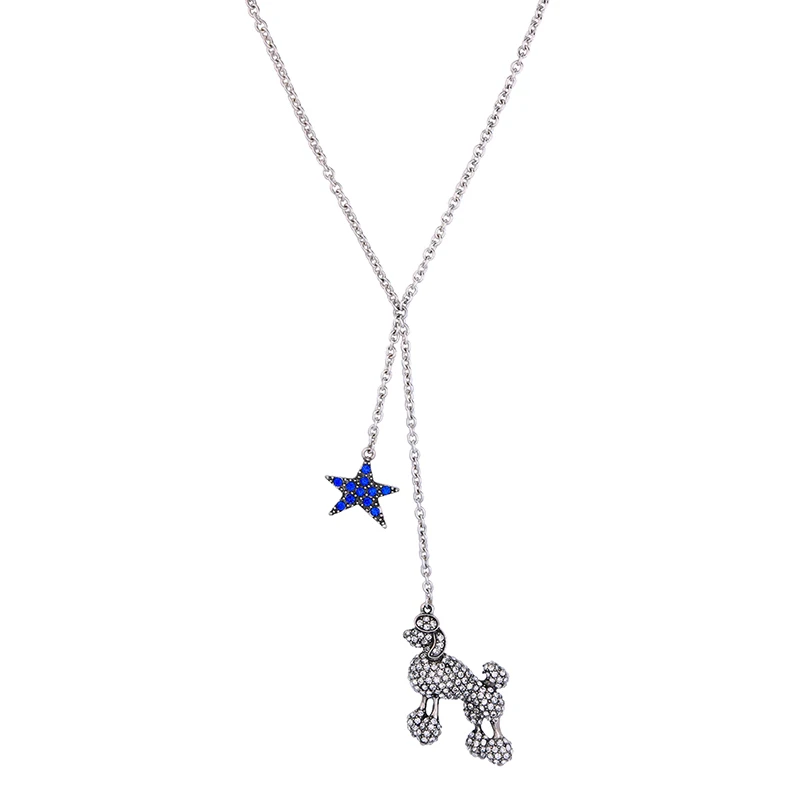 Bulk Price Romantic Summer Jewelry Color Crystal Sheep Long Pendant Necklace Thin Chain Blue Star Cute Collar | Украшения и