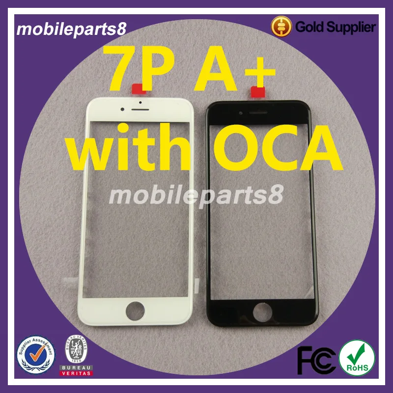 100 шт. Бесплатная доставка DHL стекло с рамкой oca для iPhone 7 plus 5 "передний экран