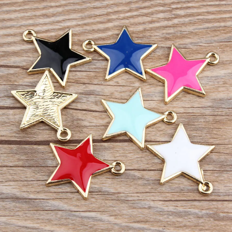 New 10pcs DIY Star Charm Gifts Enamel Big Pentagram Charms Alloy Pendant for Bracelet Hair Necklace Jewelry Accessories Making
New 10pcs DIY Star Charm Gifts Enamel Big Pentagram Charms Alloy Pendant for Bracelet Hair Necklace Jewelry Accessories Making