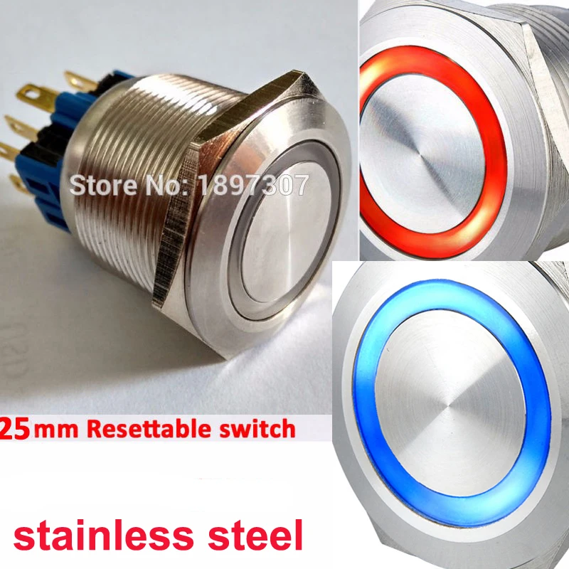 Red/Blue 25mm Flat Head stainless Steel Momentary 1no1nc Ring LED Push Button Switch
Red/Blue 25mm Flat Head stainless Steel Momentary 1no1nc Ring LED Push Button Switch