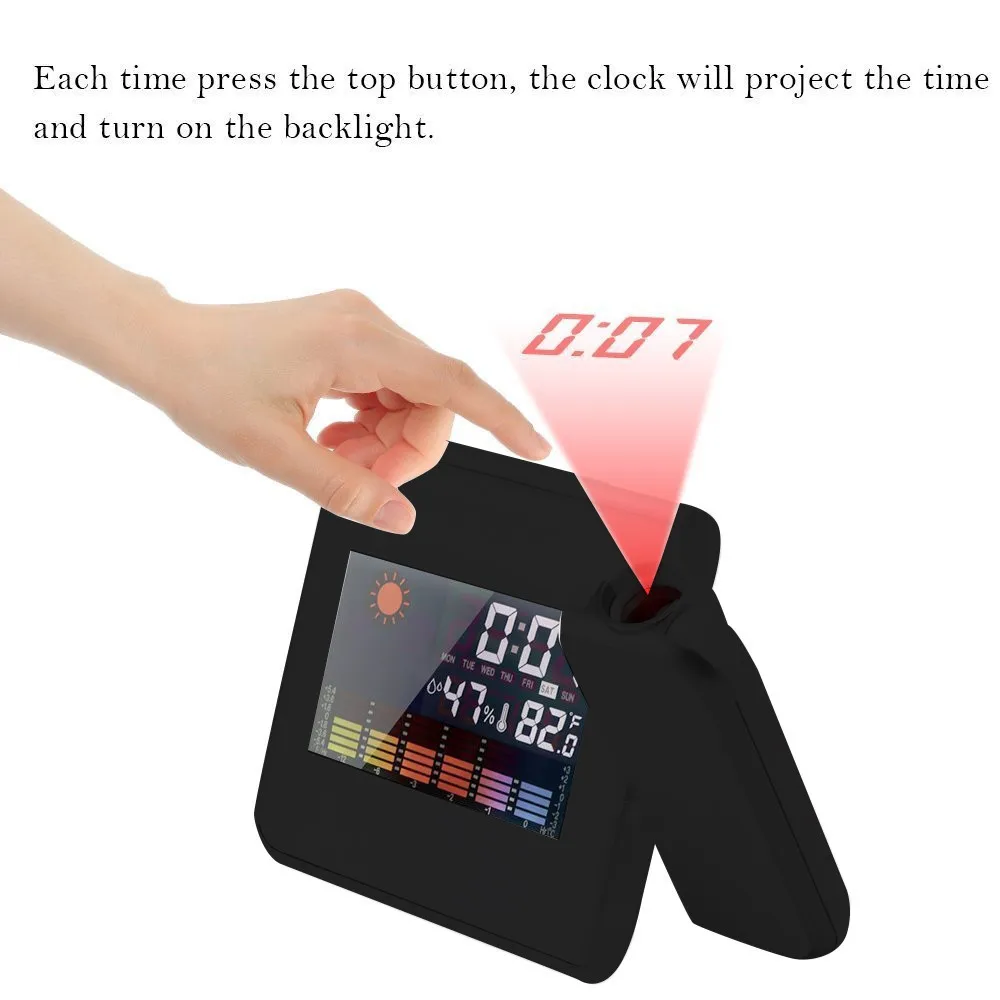 LCD Projection Digital Weather Snooze Alarm Clock LED Backlight Color Display #456
LCD Projection Digital Weather Snooze Alarm Clock LED Backlight Color Display #456