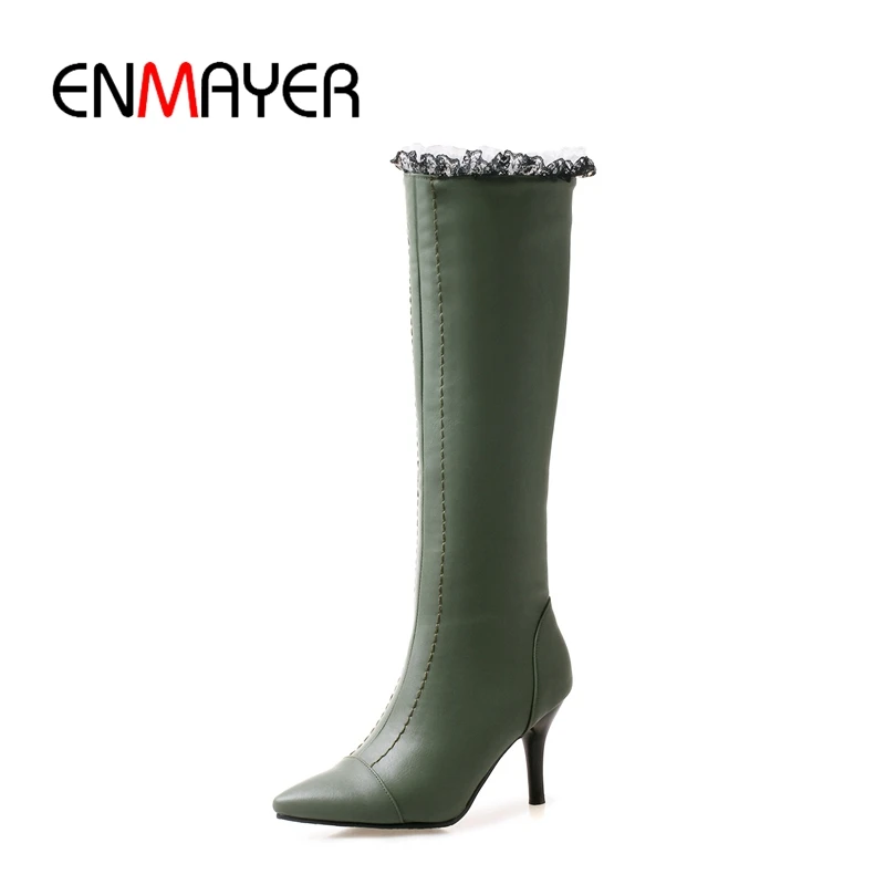 ENMAYER New Fashion women solid pointed toe thin heel knee high boots lady high heel boots Big size 34-43 ZYL735
ENMAYER New Fashion women solid pointed toe thin heel knee high boots lady high heel boots Big size 34-43 ZYL735
