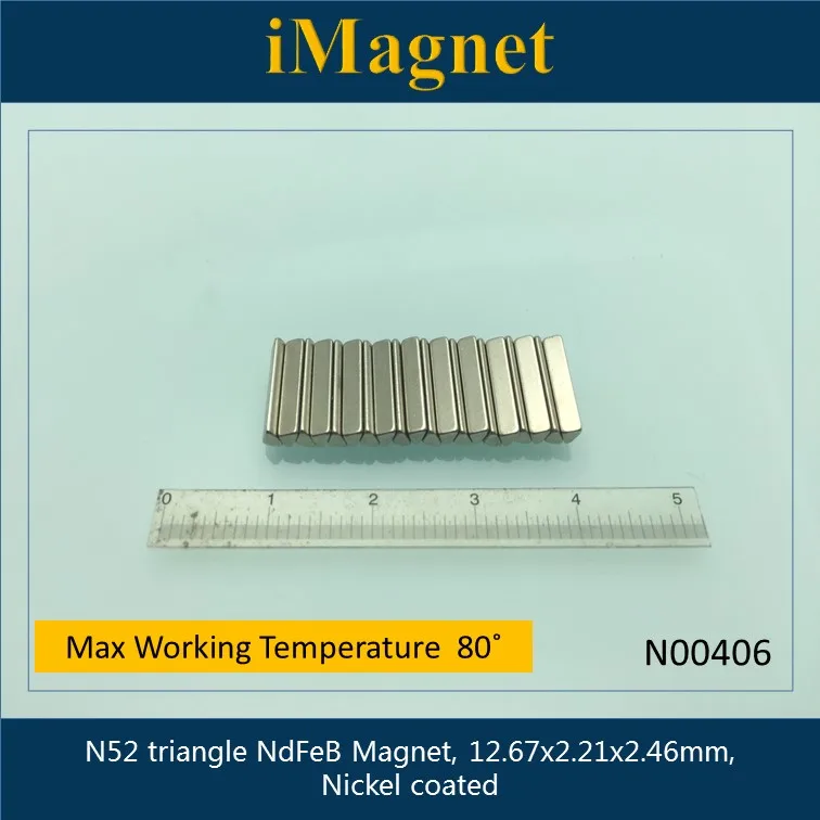 

N00406 10 шт. N52 треугольный редкоземельный неодимовый магнит, 12,67x2,21x2,46 мм, магнит Ndfeb, магнит для холодильника, магнит на холодильник