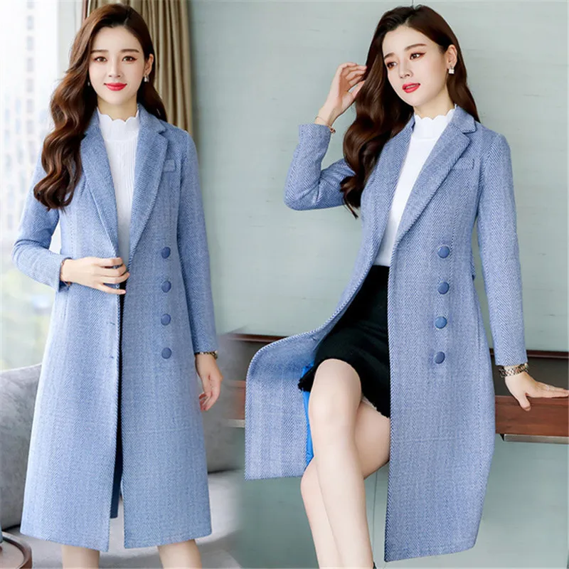 Simple Woolen Coat Women's 2019 Autumn Winter Long Suit Collar Single-Breasted Slim Woolen Windbreaker Ladies Parker Coat A628
Simple Woolen Coat Women's 2019 Autumn Winter Long Suit Collar Single-Breasted Slim Woolen Windbreaker Ladies Parker Coat A628