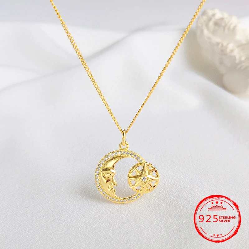 2019 New Zircon Moon Pendant Necklace Ladies Party Jewelry Accessories 925 Silver
2019 New Zircon Moon Pendant Necklace Ladies Party Jewelry Accessories 925 Silver