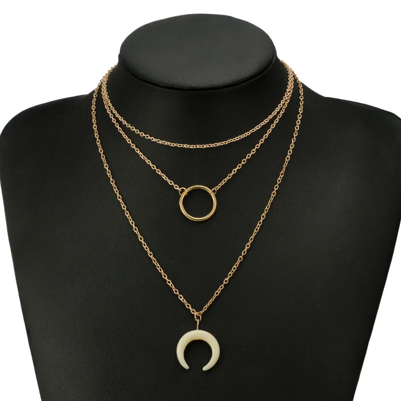 Fashion Women Jewelry Round Circle Horn Necklace Gold Color Chain Necklace For Girl Wedding Gift
Fashion Women Jewelry Round Circle Horn Necklace Gold Color Chain Necklace For Girl Wedding Gift