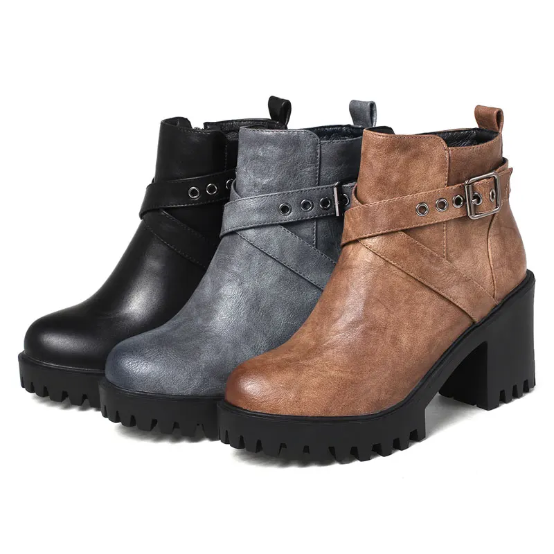 Fanyuan 2018 Size 33-44 High Quality Ankle Boots Women Thick High Heels Shoes Woman Platform Zipper Winter Boots Buckle Strap
Fanyuan 2018 Size 33-44 High Quality Ankle Boots Women Thick High Heels Shoes Woman Platform Zipper Winter Boots Buckle Strap