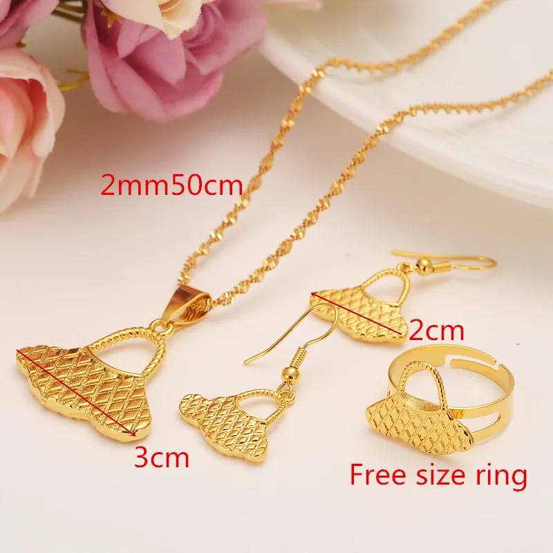 gold color PNG Necklace pendant Earrings ring Set Women Party Gift african women bag shape bridal wedding Jewelry girls charm
gold color PNG Necklace pendant Earrings ring Set Women Party Gift african women bag shape bridal wedding Jewelry girls charm