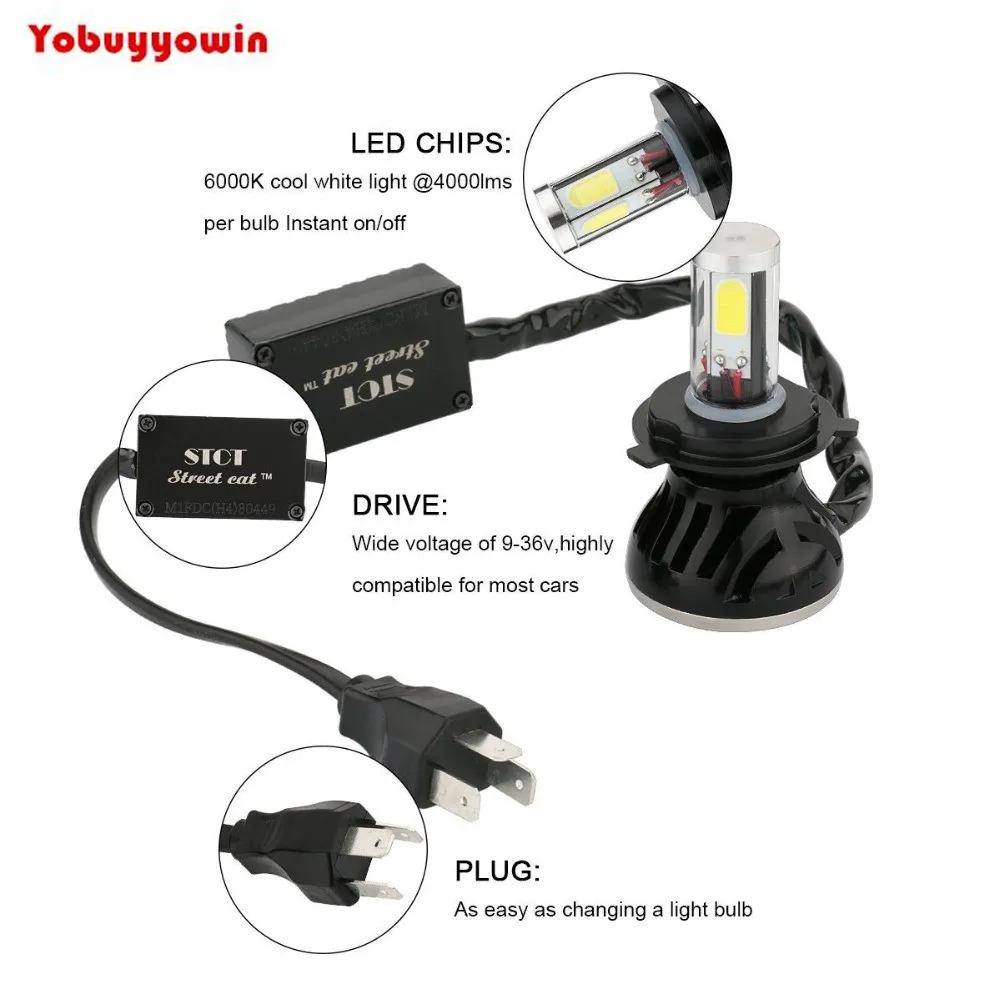 Auto Car LED Headlight Bulbs Conversion Kit All-in-one H4/9003 (H/L)-COB 80W 8000LM 6000K Daylight with Rainproof Error Free
Auto Car LED Headlight Bulbs Conversion Kit All-in-one H4/9003 (H/L)-COB 80W 8000LM 6000K Daylight with Rainproof Error Free