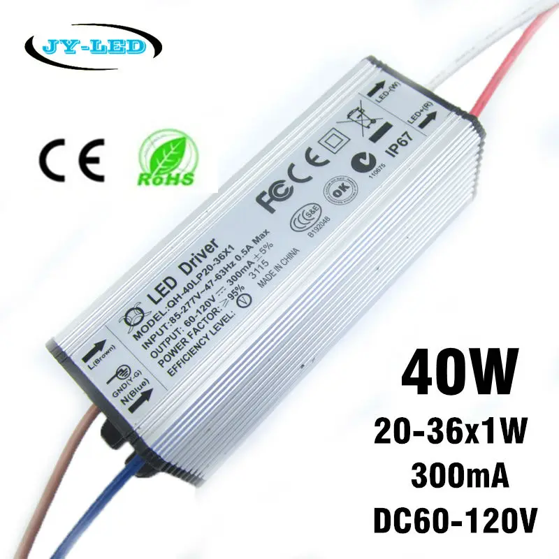 2pcs 40W LED Driver 300mA DC60-120V 20-36x1W Waterproof IP67 Constant Current Aluminum High Power LED Power Supply
2pcs 40W LED Driver 300mA DC60-120V 20-36x1W Waterproof IP67 Constant Current Aluminum High Power LED Power Supply