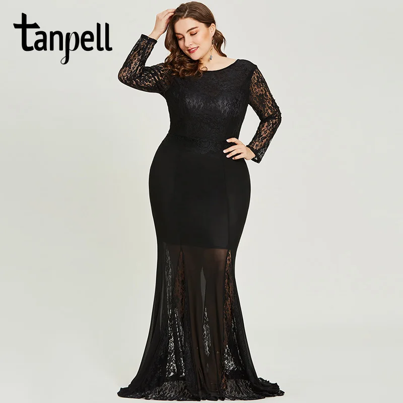 Tanpell lace long evening dresses black scoop neck full sleeves floor length a line gown women sexy backless formal evening gown
Tanpell lace long evening dresses black scoop neck full sleeves floor length a line gown women sexy backless formal evening gown