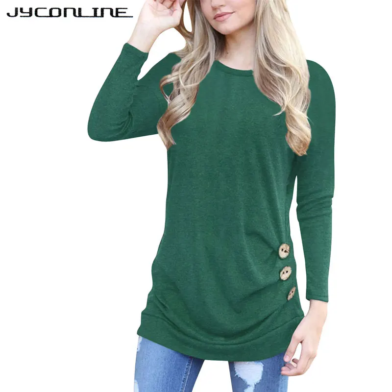 JYConline Autumn Long Sleeve Female T-shirt Women Tops Solid Button O-neck Women T-shirts Casual Tops Blusas Tee Shirt Femme 2XL
JYConline Autumn Long Sleeve Female T-shirt Women Tops Solid Button O-neck Women T-shirts Casual Tops Blusas Tee Shirt Femme 2XL