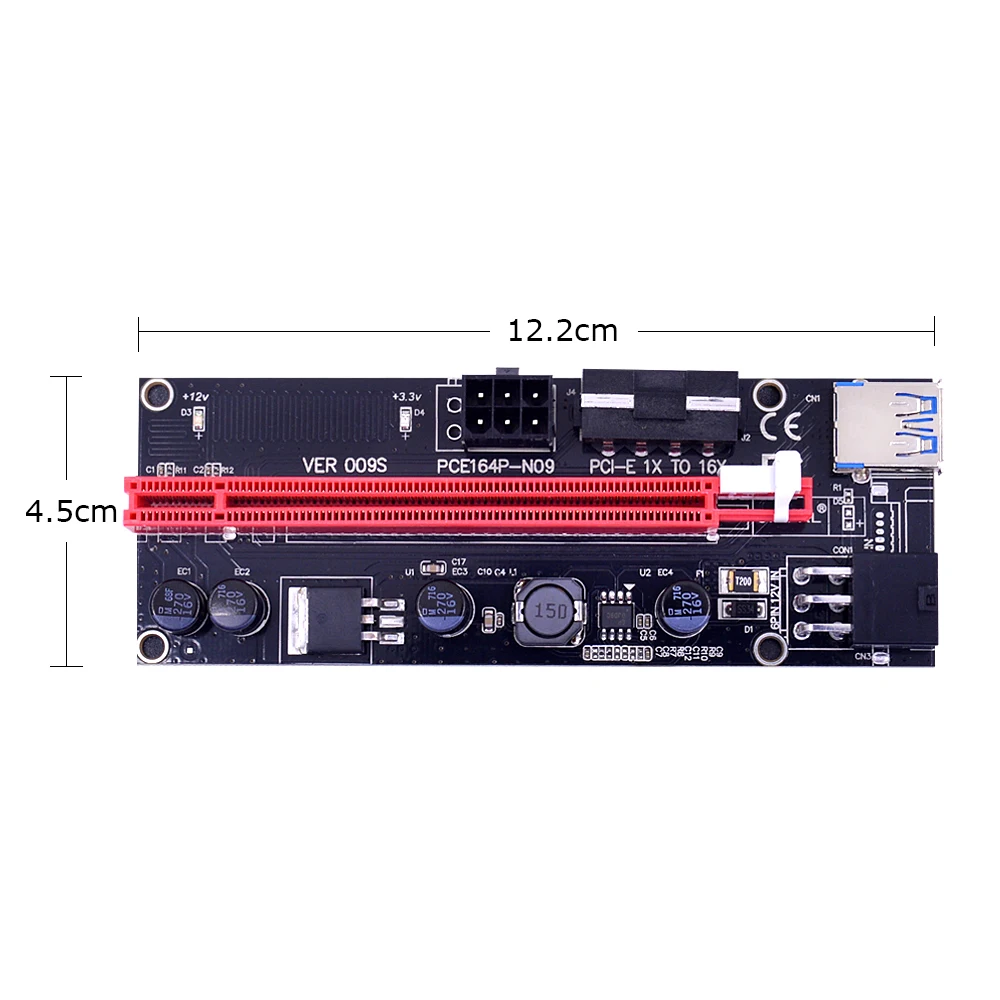 

CHIPAL VER009S PCI-E Riser Card 009S PCI Express PCIE 1X to 16X Extender 1M 0.6M USB 3.0 Cable SATA to 6Pin Power for Video Card