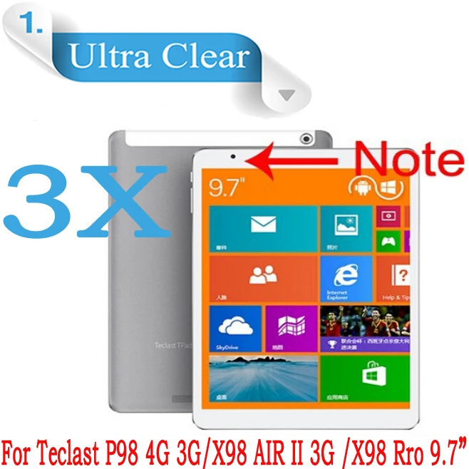 Защитная пленка для Teclast X98 Pro/X98 AIR II/P98 4G 3G 9 7 " 3 шт./лот|screen protector tablet|tablet screen