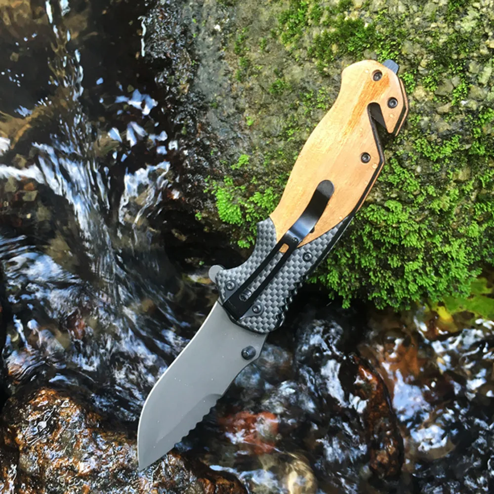 Folding Knife Camping Outdoor Hunting Combat Pocket Knives Tactical Survival EDC Multi Tools 57HRC Blade Wood Handle
Folding Knife Camping Outdoor Hunting Combat Pocket Knives Tactical Survival EDC Multi Tools 57HRC Blade Wood Handle