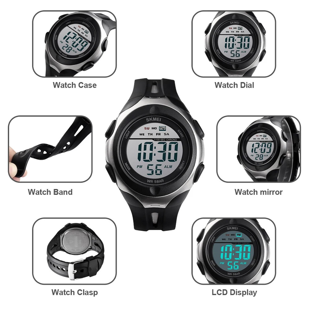 

SKMEI New Fashion Men Sports Digital Watches Military Chrono Alarm Clock Watch For Men Waterproof Wristwatches erkek kol saati