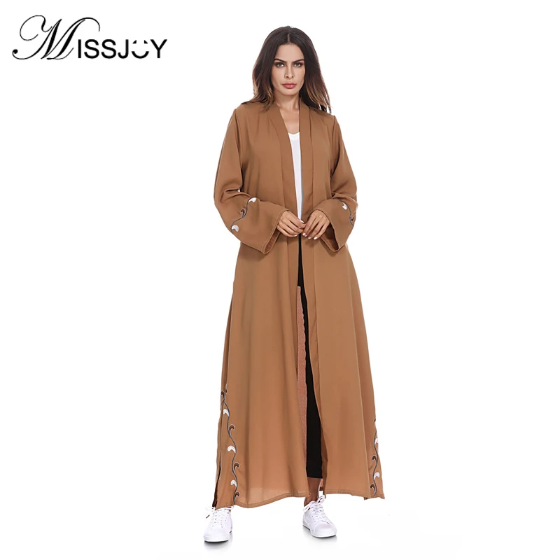 Женское платье с вышивкой MISSJOY однотонный Кардиган длинным рукавом в арабском и