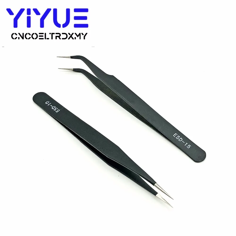 2Pcs ESD Anti-Static Curved Straight Tip Tweezers Precision Soldering Forceps Set Home Working Model Making Hand Tool
2Pcs ESD Anti-Static Curved Straight Tip Tweezers Precision Soldering Forceps Set Home Working Model Making Hand Tool