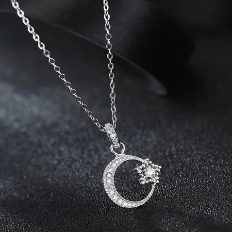 Daisies 925 Sterling Silver Necklace Charms Simple Design Chain Crystal Moon Star Pendant Necklace Fashion Jewelry
Daisies 925 Sterling Silver Necklace Charms Simple Design Chain Crystal Moon Star Pendant Necklace Fashion Jewelry