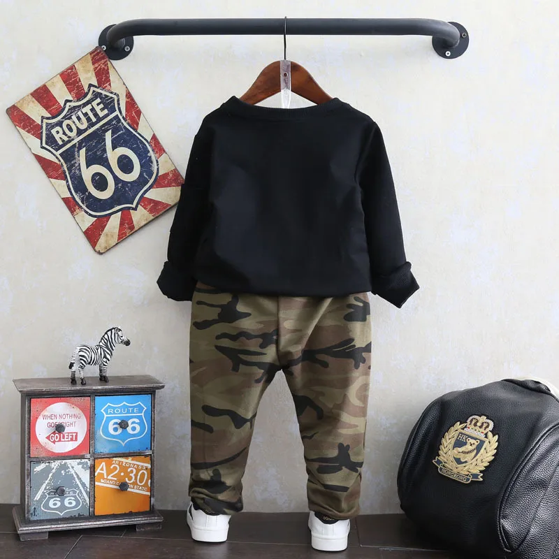 Dulce Amor Kids Clothes Set Camouflage Tracksuit Fall Army Boys Children Clothing Suit Cotton Sweatshirt+Pants Boy Sportswear | Мать и