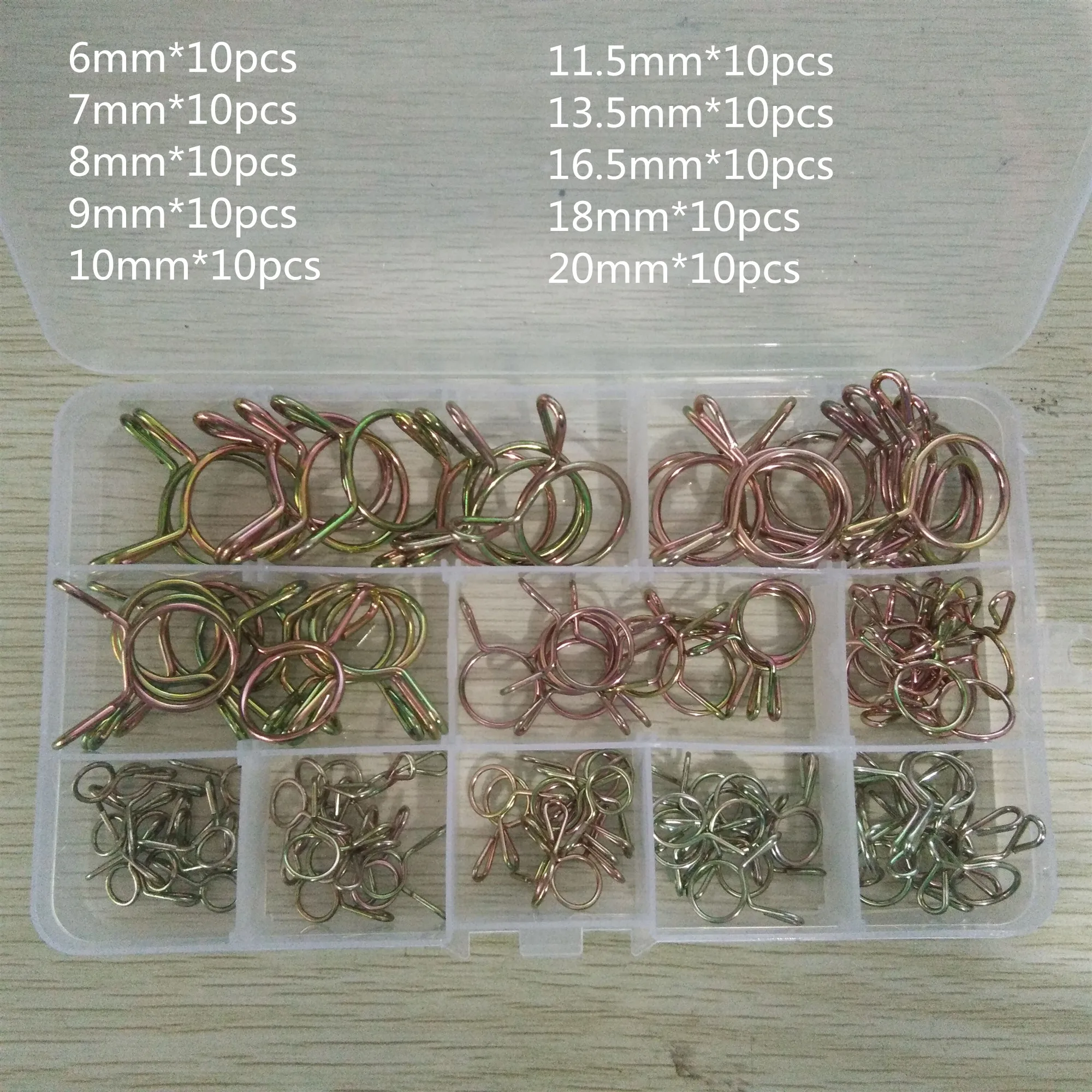 100pcs Hose Clamp High Quality Zinc Plated Spring Clips Gear Hose Fuel Line Clamp for Boats ATVs Motorcycles with Storage Box
100pcs Hose Clamp High Quality Zinc Plated Spring Clips Gear Hose Fuel Line Clamp for Boats ATVs Motorcycles with Storage Box