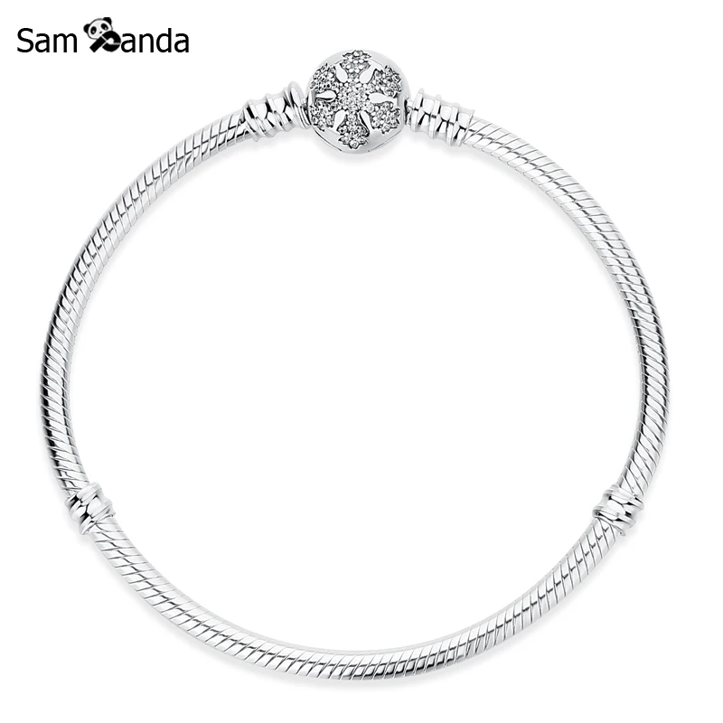 Authentic 925 Sterling Silver Charms Beads Bracelet Snowflake Clip Crystal Snake Chain Basic Bracelets Pan DIY Bangles Jewelry
Authentic 925 Sterling Silver Charms Beads Bracelet Snowflake Clip Crystal Snake Chain Basic Bracelets Pan DIY Bangles Jewelry