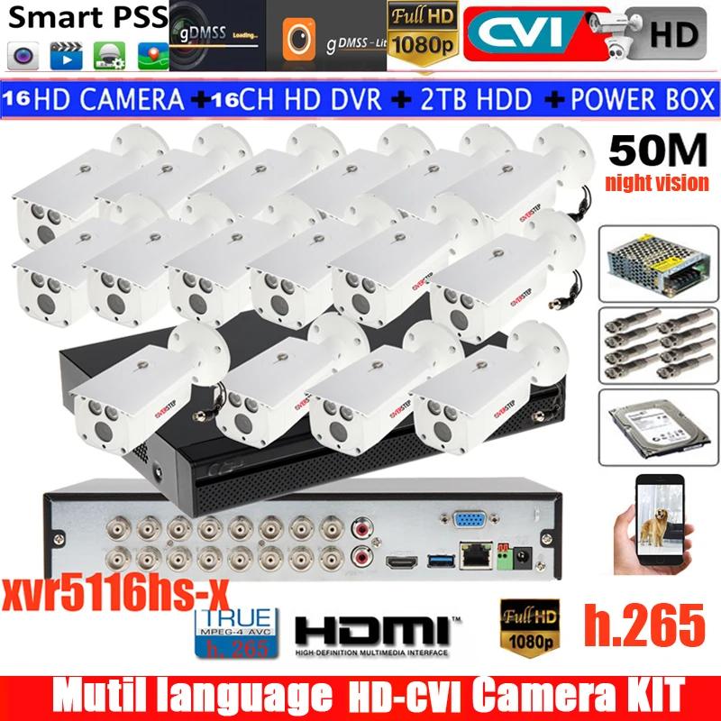 Mutil language DH 8CH 1080P CVR KIT 1080P HD-CVI DVR 8PCS HD CVI bullet Cameras CVR Supports 8ch 2MP HD CVI Camera System
Mutil language DH 8CH 1080P CVR KIT 1080P HD-CVI DVR 8PCS HD CVI bullet Cameras CVR Supports 8ch 2MP HD CVI Camera System