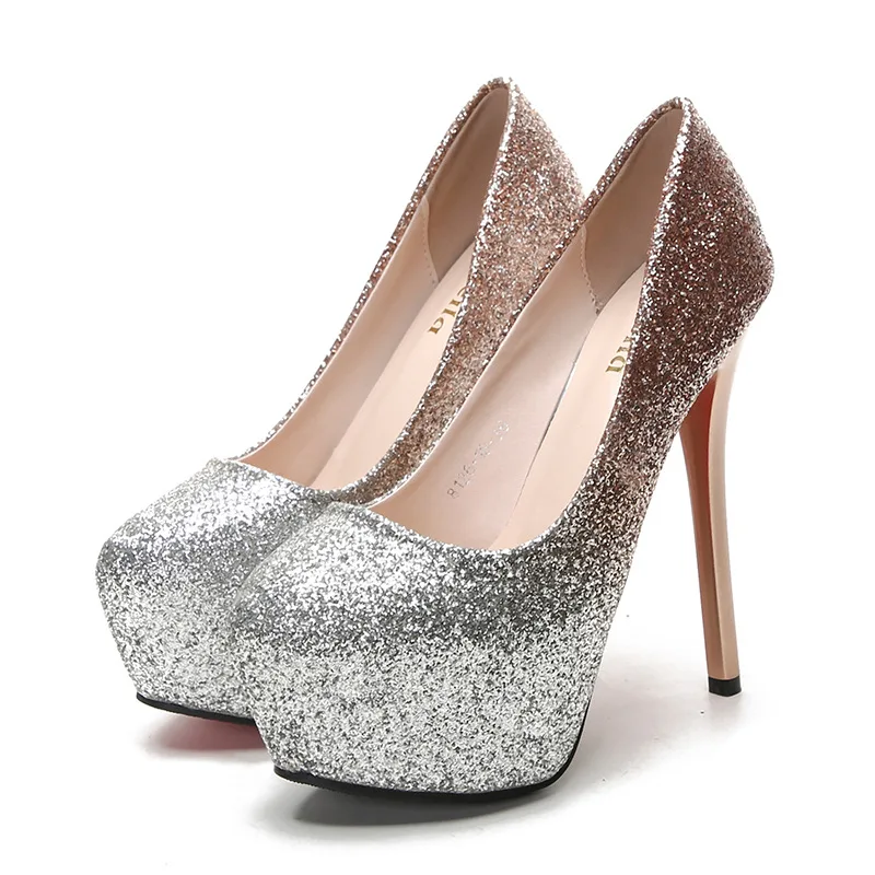 Fashion Sequins Trend Princess Europe Sexy Gradient Color Matching Nightclub Super High-heeled Waterproof Platform Women Shoes
Fashion Sequins Trend Princess Europe Sexy Gradient Color Matching Nightclub Super High-heeled Waterproof Platform Women Shoes