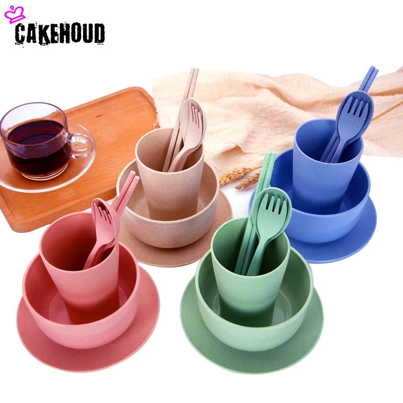 CAKEHOUD Wheat Straw Plastic PP Dinnerware Set Portable Cutlery Travel Fork Bowl Dish Plate Hiking Camping Picnic Tableware
CAKEHOUD Wheat Straw Plastic PP Dinnerware Set Portable Cutlery Travel Fork Bowl Dish Plate Hiking Camping Picnic Tableware