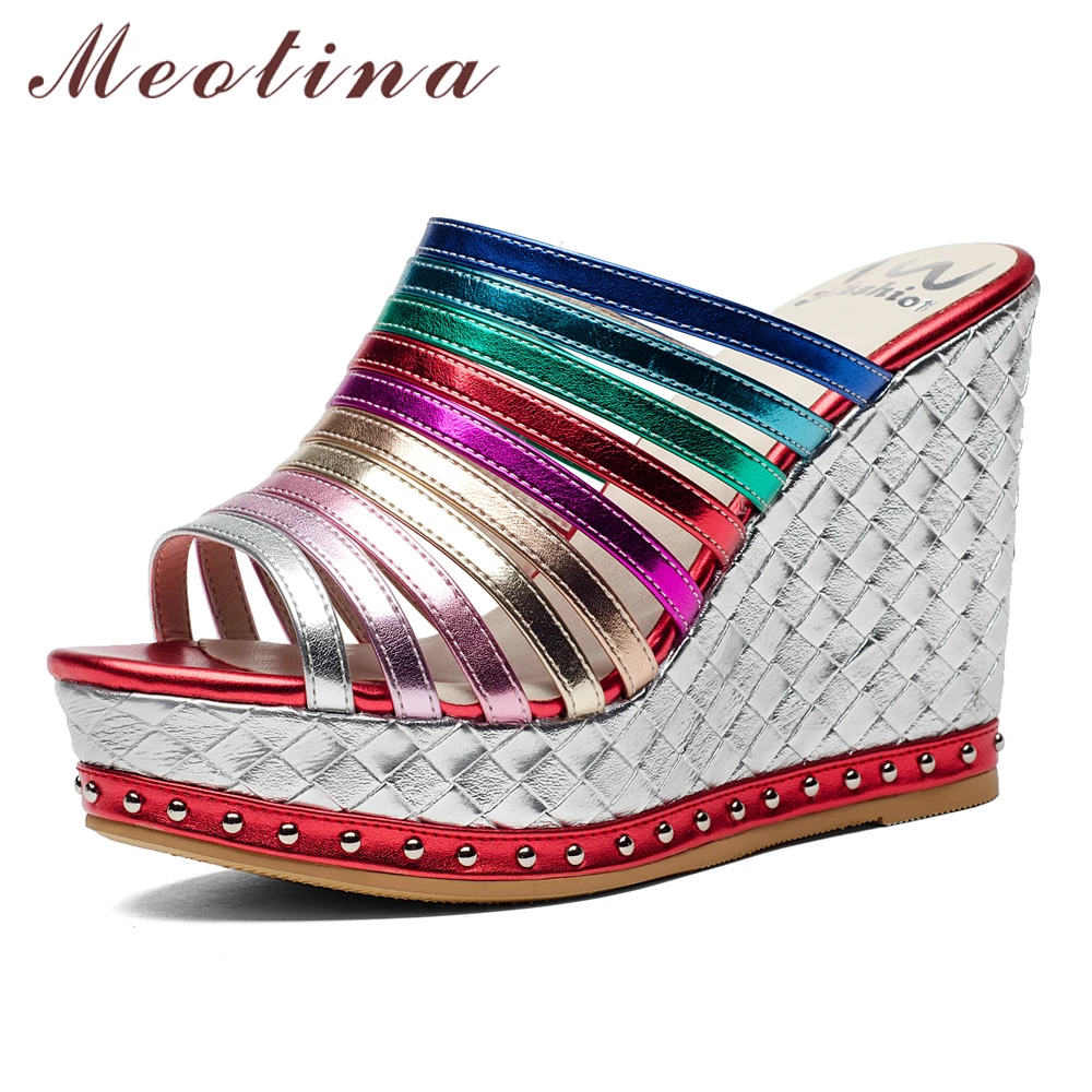 Meotina Summer Shoes Women Slippers Fashion Platform Wedge Heel Shoes Mixed Colors Super High Heel Party Sandals Lady Slides 39
Meotina Summer Shoes Women Slippers Fashion Platform Wedge Heel Shoes Mixed Colors Super High Heel Party Sandals Lady Slides 39