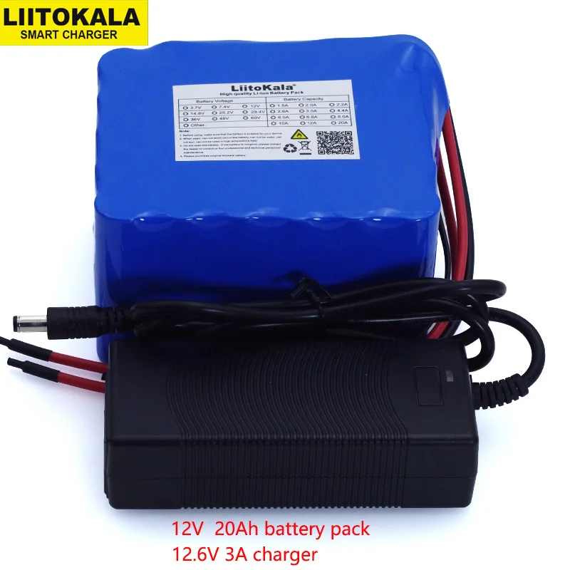LiitoKala 12V 20Ah high power 100A discharge battery pack BMS protection 4 line output 500W 800W 18650 battery+ 12.6V 3A Charger
LiitoKala 12V 20Ah high power 100A discharge battery pack BMS protection 4 line output 500W 800W 18650 battery+ 12.6V 3A Charger